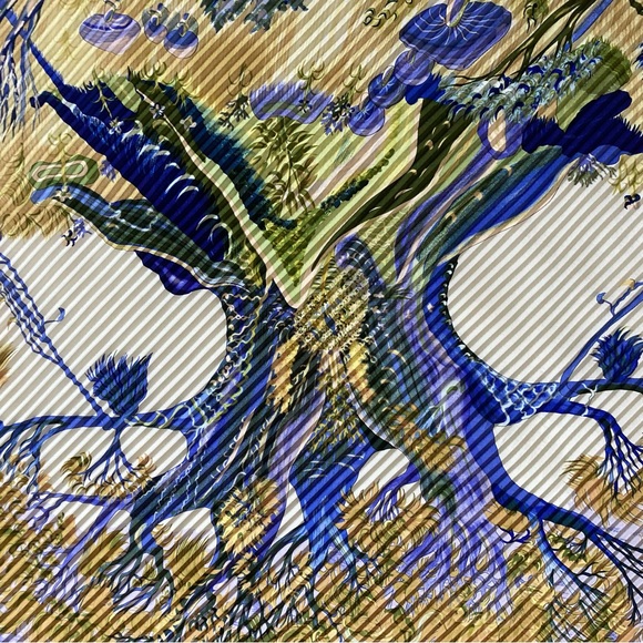 Hermes Kuggor Tree Pleated Plisse Silk Scarf - Picture 10 of 16